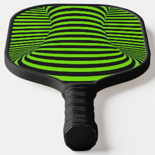 Raquette De Pickleball Illusion d'optique unisexe vert néon et noir