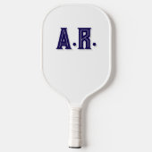 Raquette De Pickleball Illusion optique bleu et blanc monogramme (Verso)