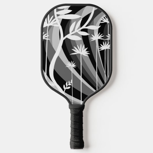 Raquette De Pickleball Illustration botanique en noir et blanc (Recto)