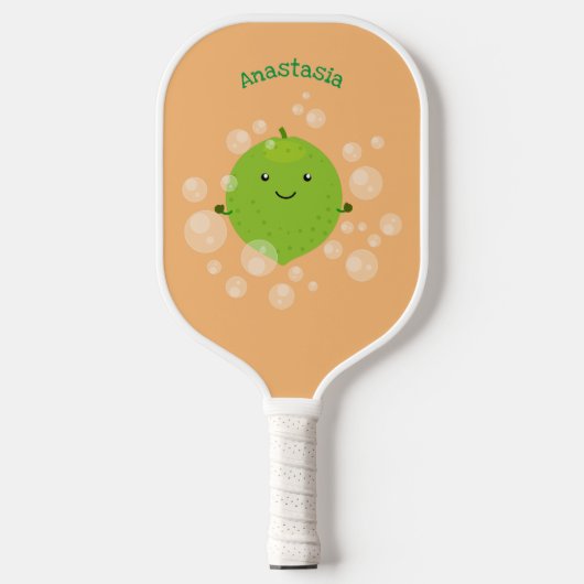 Raquette De Pickleball Illustration de bulles de chaux vert mou (Recto)