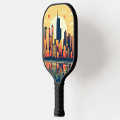 Raquette De Pickleball Illustration de Chicago Skyline en Orange (Gauche)