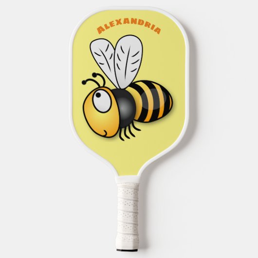 Raquette De Pickleball Illustration de dessin animé d'abeilles joyeux (Verso)
