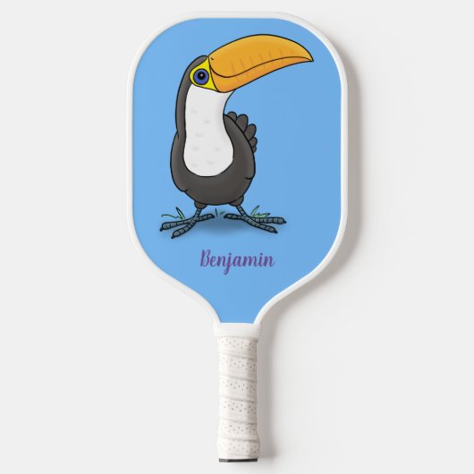 Raquette De Pickleball Illustration de dessin humoristique du toucan joye (Recto)