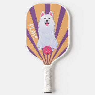 Raquette De Pickleball Illustration de la balle de chien blanc Husky