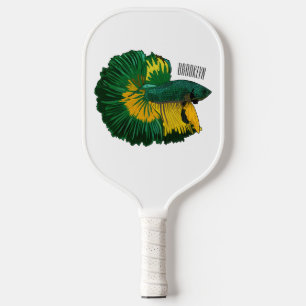Raquette De Pickleball Illustration de la caricature de poisson de combat