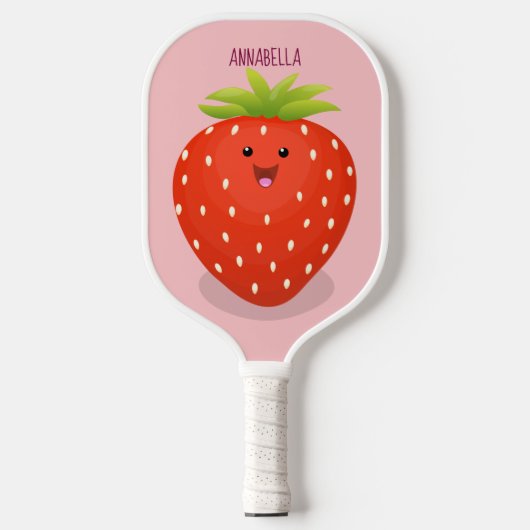Raquette De Pickleball Illustration de la fraise Cute kawaii (Recto)
