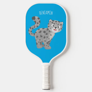 Raquette De Pickleball Illustration de mignon léopard des neiges