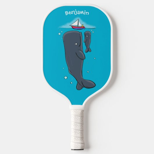 Raquette De Pickleball Illustration de mignons baleines et voiliers (Recto)