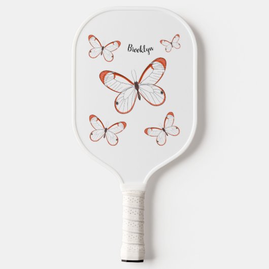 Raquette De Pickleball Illustration de papillon en verre (Verso)