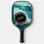 Raquette De Pickleball Illustration de requin monographique personnalisée (Verso)