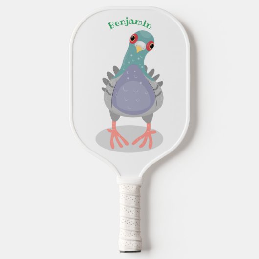 Raquette De Pickleball Illustration drôle de pigeon curieux (Recto)
