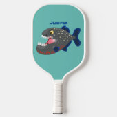 Raquette De Pickleball Illustration drôle de piranha affamée (Verso)