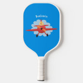 Raquette De Pickleball Illustration d'un avion rouge volant mignon (Verso)