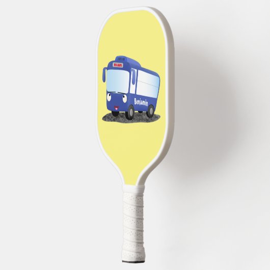 Raquette De Pickleball Illustration d'un bus moderne bleu mignon (Gauche)
