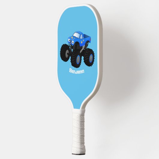 Raquette De Pickleball Illustration d'un camion monstre bleu mou (Gauche)