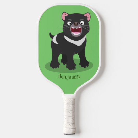 Raquette De Pickleball Illustration d'un diable de Tasmanie affamé (Recto)