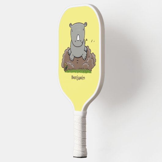Raquette De Pickleball Illustration d'un petit rhinocéros (Gauche)
