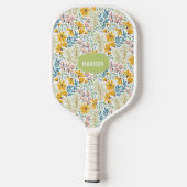 Raquette De Pickleball Illustration Flower du nom personnalisé (Verso)