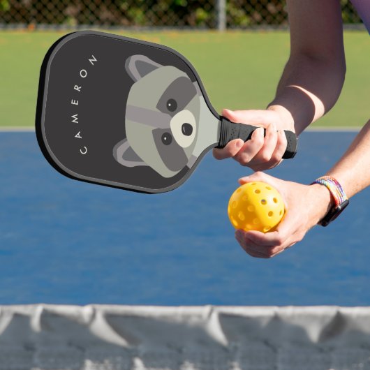 Raquette De Pickleball Image Cute Raccoon Nom personnalisé (Insitu)