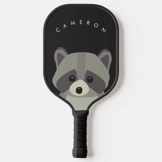 Raquette De Pickleball Image Cute Raccoon Nom personnalisé (Verso)