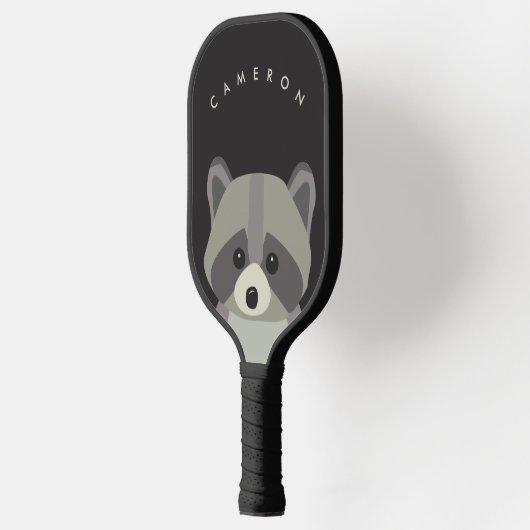 Raquette De Pickleball Image Cute Raccoon Nom personnalisé (Gauche)