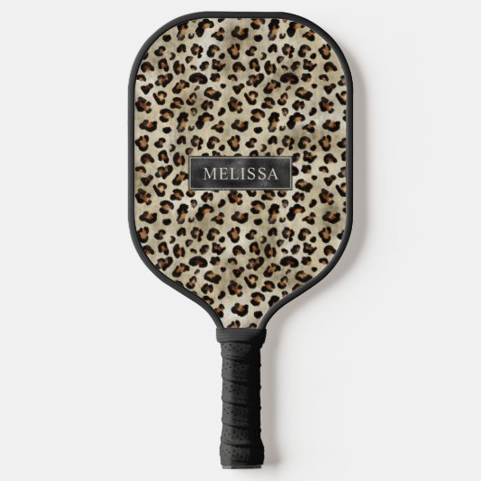 Raquette De Pickleball Impression d'animal léopard avec fausse feuille no (Recto)
