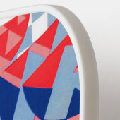 Raquette De Pickleball imprimé abstrait rouge blanc et bleu (Détail gauche)