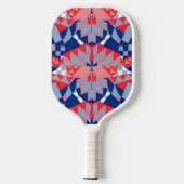 Raquette De Pickleball imprimé abstrait rouge blanc et bleu (Verso)
