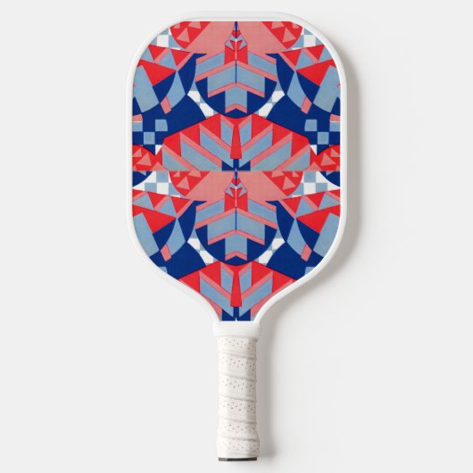 Raquette De Pickleball imprimé abstrait rouge blanc et bleu (Recto)