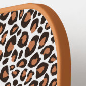 Raquette De Pickleball Imprimé Léopard Brun Tendance avec Nom Stylé (Détail gauche)