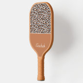 Raquette De Pickleball Imprimé Léopard Brun Tendance avec Nom Stylé (Gauche)