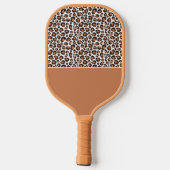 Raquette De Pickleball Imprimé Léopard Brun Tendance avec Nom Stylé (Verso)