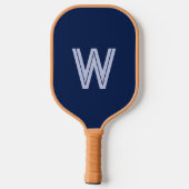 Raquette De Pickleball Initiale de monogramme bleu moderne (Verso)