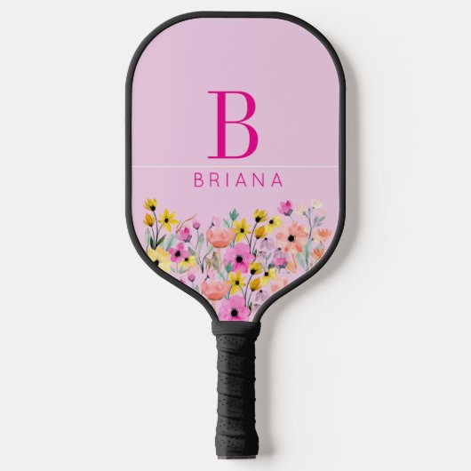 Raquette De Pickleball Initiale et nom de fleurs personnalisés (Recto)