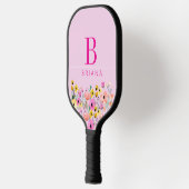 Raquette De Pickleball Initiale et nom de fleurs personnalisés (Gauche)