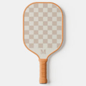 Raquette De Pickleball initiale monogramme à carreaux beige (Recto)