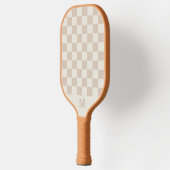 Raquette De Pickleball initiale monogramme à carreaux beige (Gauche)