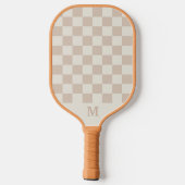 Raquette De Pickleball initiale monogramme à carreaux beige (Verso)