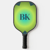 Raquette De Pickleball Initiales bleu foncé cyan jaune vert turquoise gra (Verso)