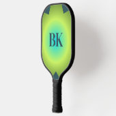 Raquette De Pickleball Initiales bleu foncé cyan jaune vert turquoise gra (Gauche)