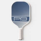 Raquette De Pickleball Initiales Cool Moderne Monogramme Élégant Bleu Gra (Verso)