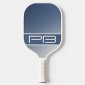Raquette De Pickleball Initiales Cool Moderne Monogramme Élégant Bleu Gra (Recto)