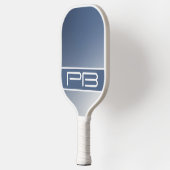 Raquette De Pickleball Initiales Cool Moderne Monogramme Élégant Bleu Gra (Gauche)