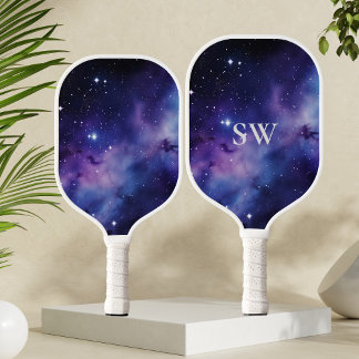 Raquette De Pickleball Initiales de galaxie personnalisées Conception cos