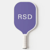 Raquette De Pickleball Initiales de monogramme blanc violet (Verso)