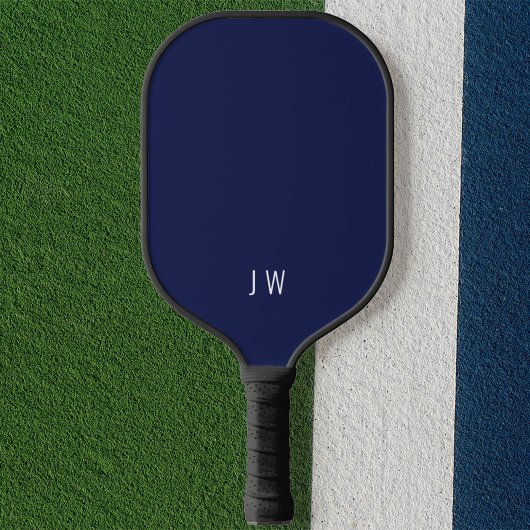Raquette De Pickleball Initiales de Monogramme bleu marine foncé moderne