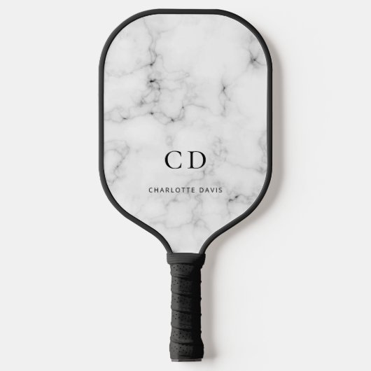 Raquette De Pickleball Initiales de monogramme en marbre nom (Recto)