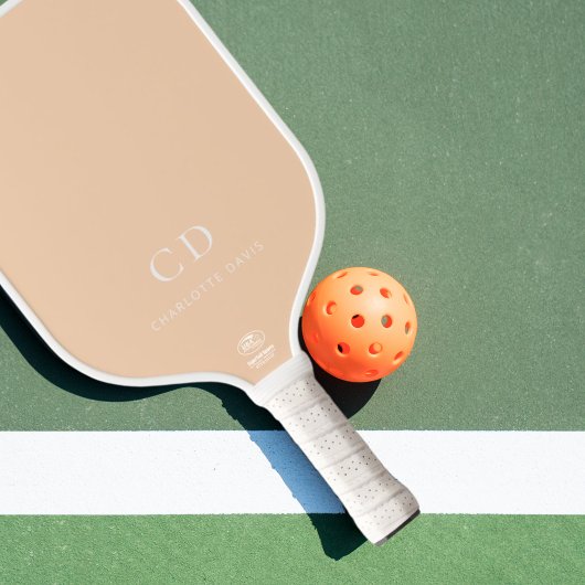 Raquette De Pickleball Initiales de monogramme pêche nom