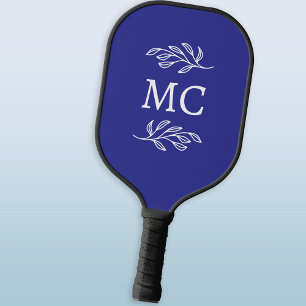 Raquette De Pickleball Initiales de monogramme personnalisées Feuille bot