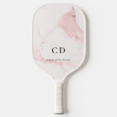 Raquette De Pickleball Initiales de monogramme rose en marbre nom (Recto)